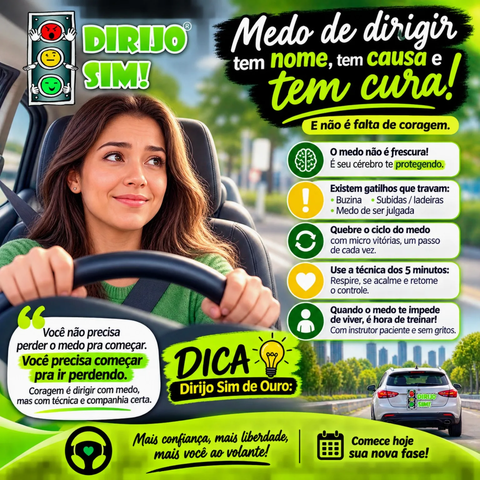 Conteúdo sobre medo de dirigir